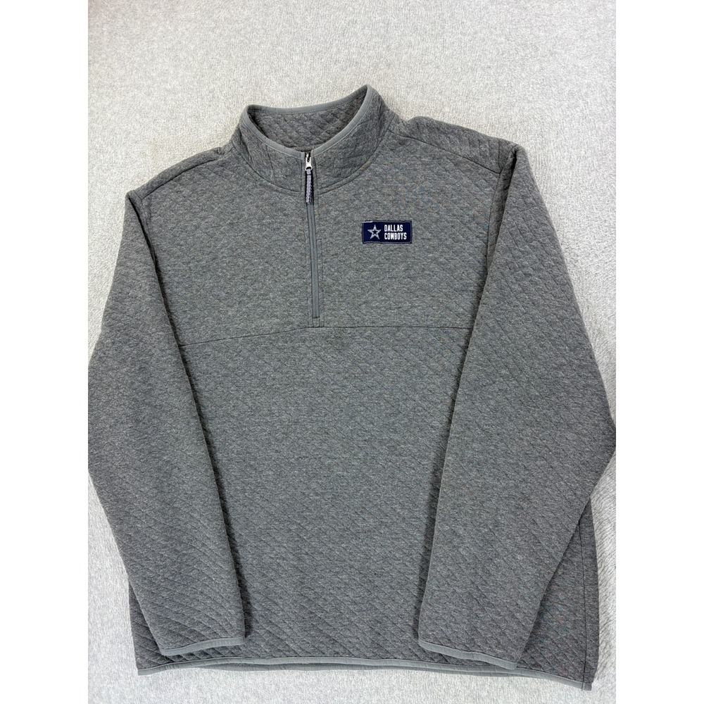 Dallas Cwoboys Stitched Logo Quilted 1/4 Zip Pullover (Men's 2XL)‎ Gray